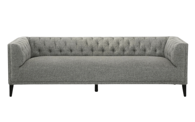 Grey Fabric Tuexdo Arm Chesterfield Sofa - Cotton House